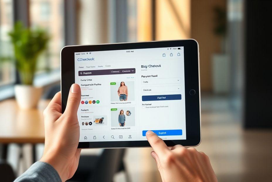 Online store checkout being tested on a tablet