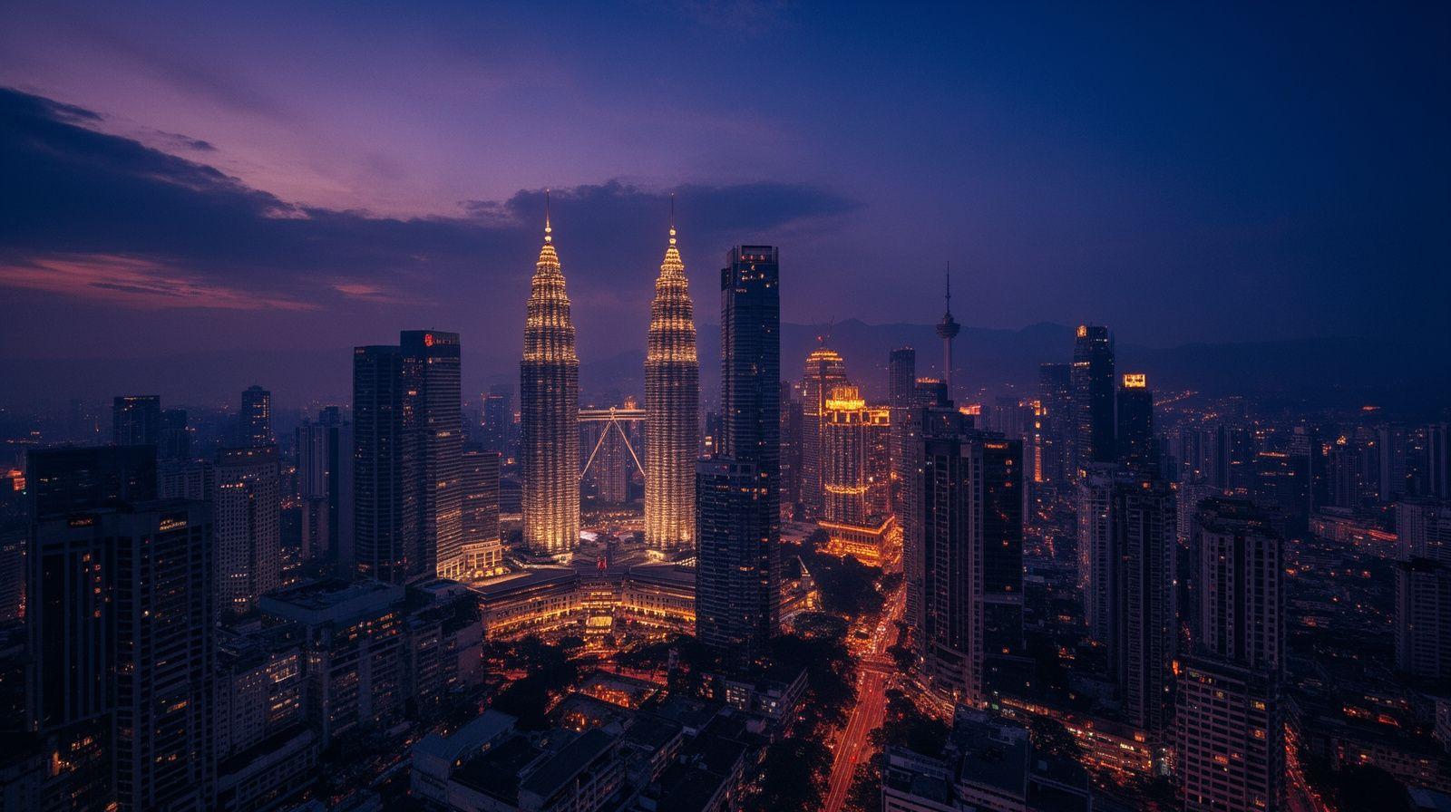 Kuala Lumpur skyline at dusk seen from the Spektra Digital studio